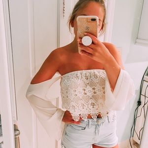 Cropped Crochet off the Shoulder Top